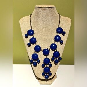 Vintage Royal Blue Beaded Bib Statement Necklace